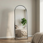 Comanlai Helkroppsspegel Böjd Svart Metallram 162×53 cm – Badrum & Sovrum