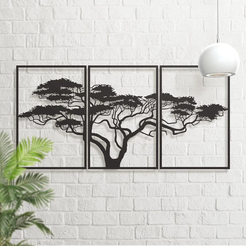 3-Pack Svart Metall Livsträd Väggdekor – Metallkonst Housewarming Present
