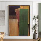 Mhemyo Kubistisk Abstrakt Ansiktsmålning Handgjord – Beige Brun Canvas Vardagsrum