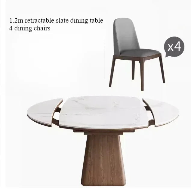 Runt Utdragbart Industriellt Matbord – Sten & MDF