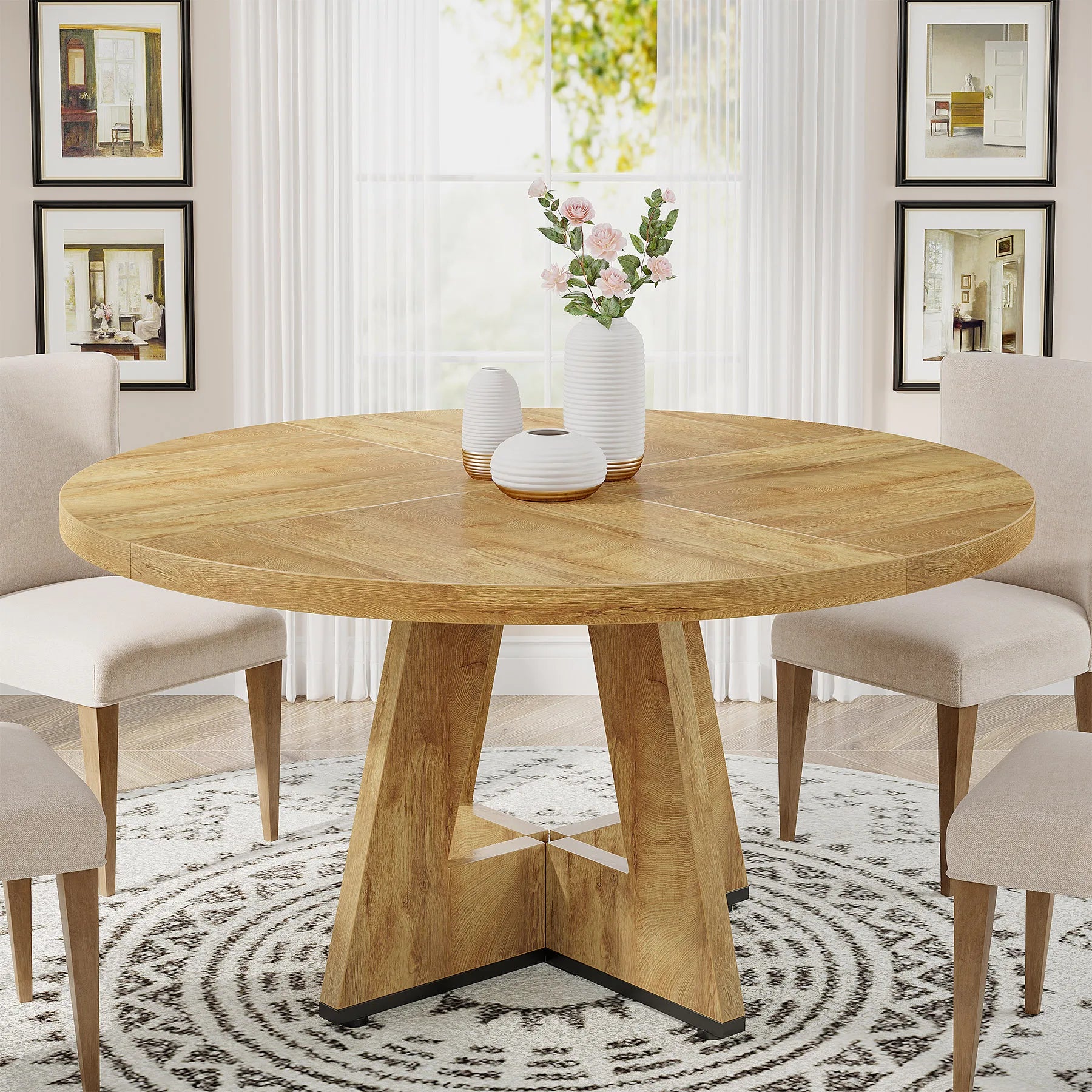 Runt Matbord 120 cm – 4 Pers, Farmhouse Köksbord