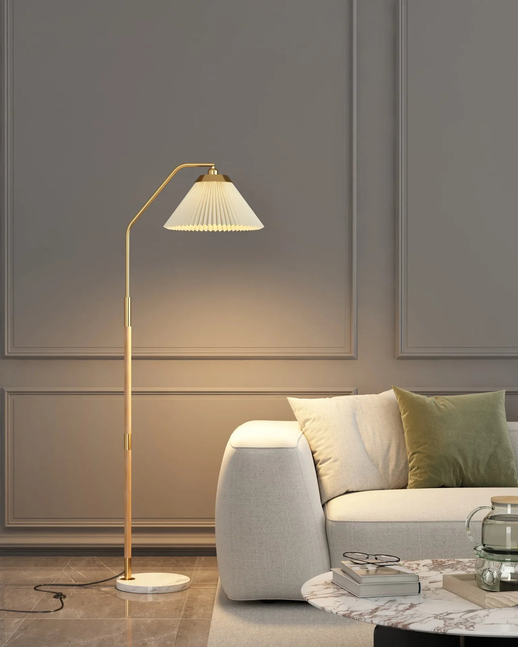 Nordisk Golvlampa Plisserad Lampskärm – Soffa & Sovrum