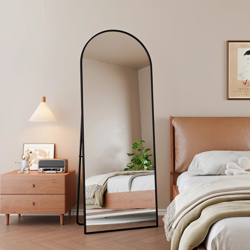Comanlai Helkroppsspegel Böjd Svart Metallram 162×53 cm – Badrum & Sovrum