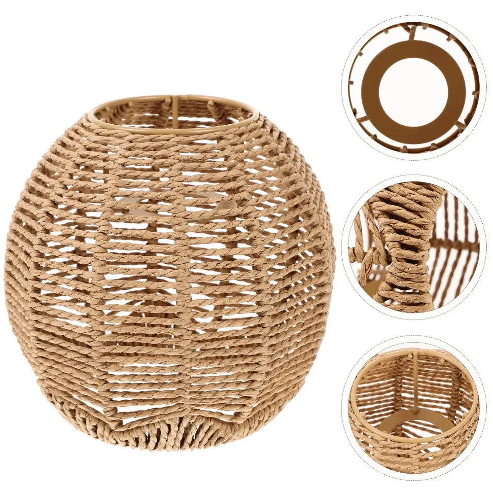 Boho Wickerlampskärm 15 cm Papperslina – E27/E26 Hänglampa Dekorativ
