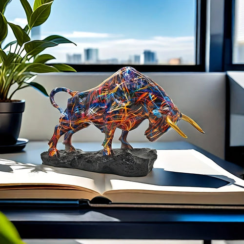 Brons Tjurskulptur Wall Street-Inspirerad – Resin Välståndssymbol Kontor