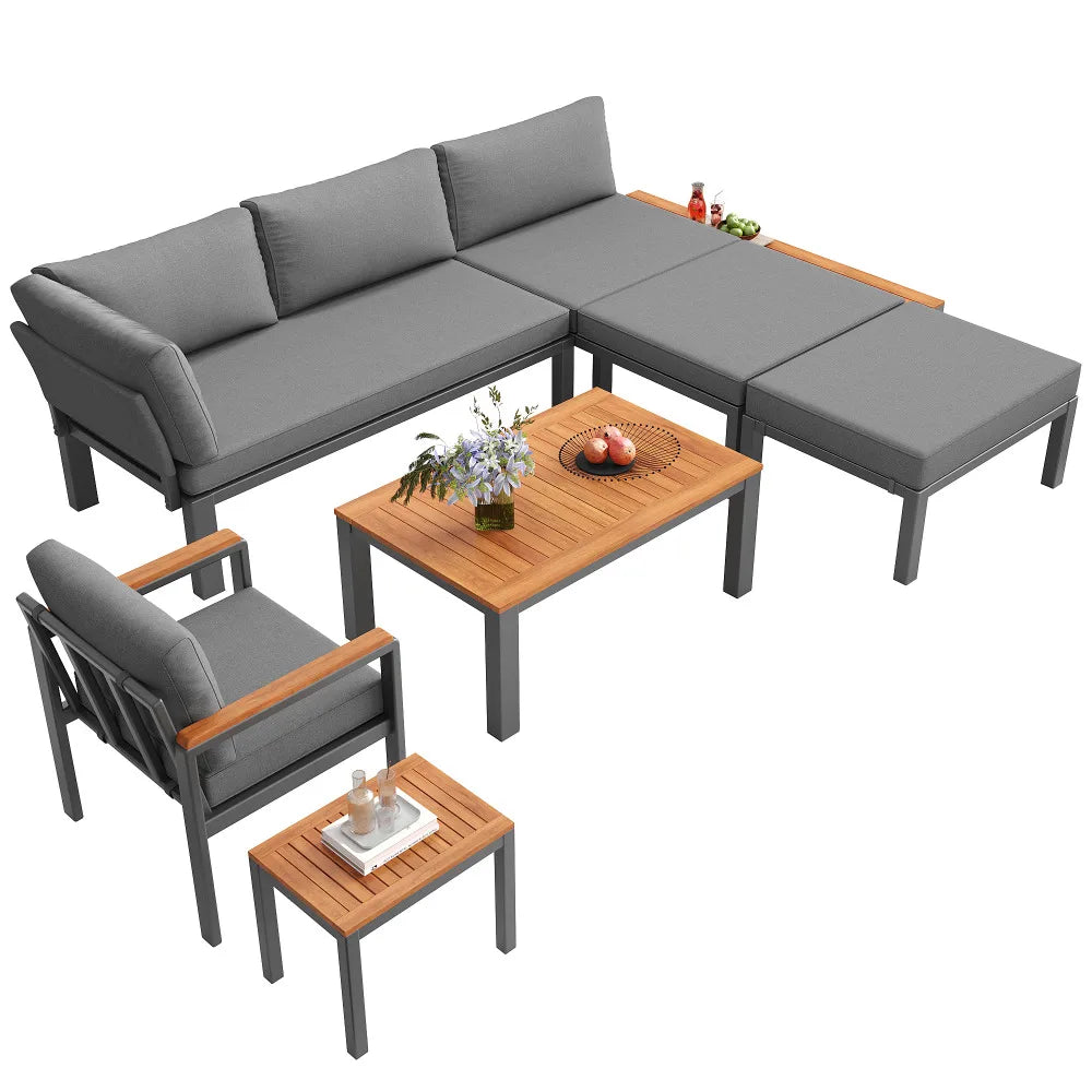 Modulärt Loungeset – Soffgrupp & Träbord
