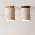 Cylindrisk Travertin Taklampa – Äkta Sten Downlight E27