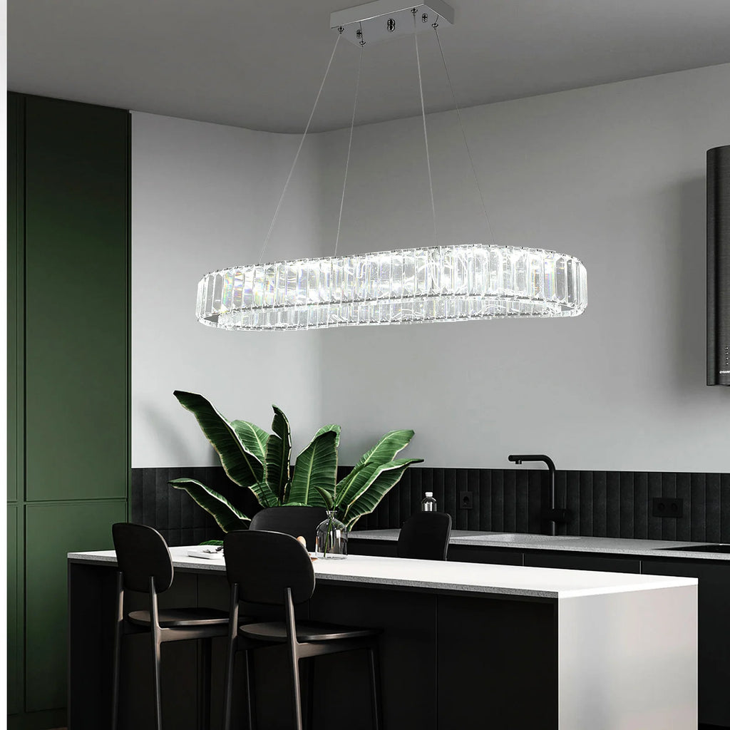 Nordisk Oval Kristalltakkrona – Lyxig LED Hotell & Hem