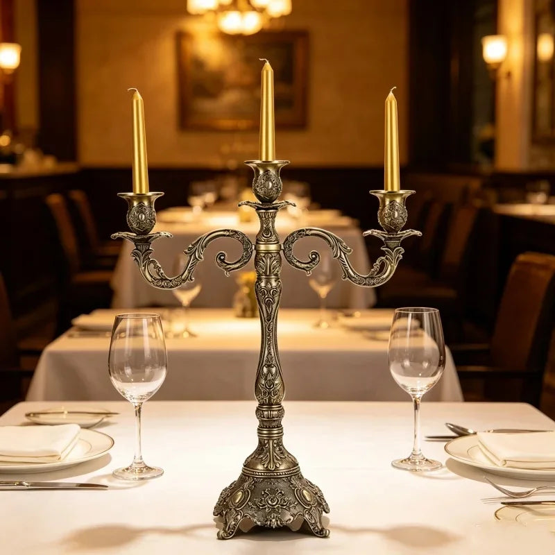 Brons Metallljusstake Restaurant & Bröllop – Dekorativt Bordsornament