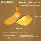 Japansk Wabi-Sabi Bambu Hänglampa – Rattan & Te-rum