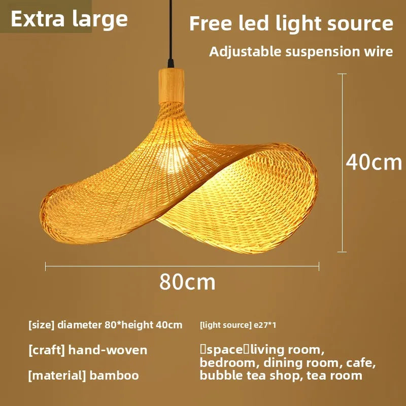 Japansk Wabi-Sabi Bambu Hänglampa – Rattan & Te-rum
