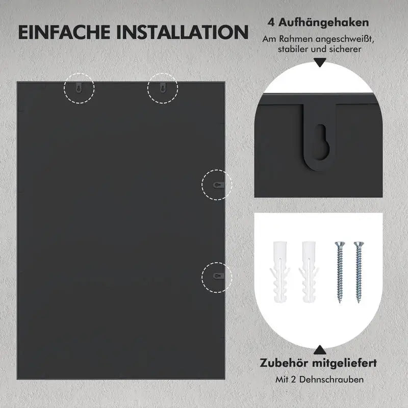 Rektangulär Väggspegel Metallram 100×70 cm – Dekorativ Hängspegel