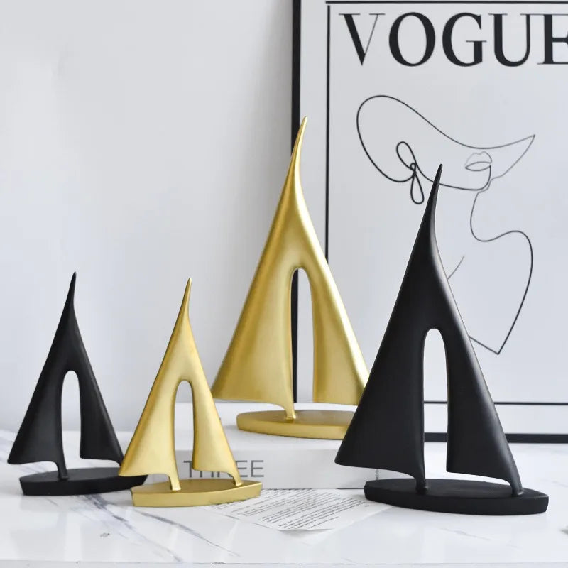 Minimalistisk Segelbåts Ornament Resin – Nisch Lyckosymbol Vardagsrum