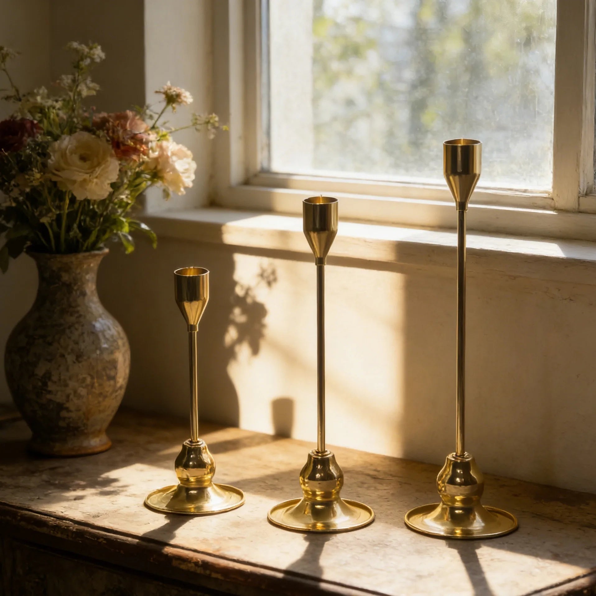 Vintage Metallljusstake Antihalk – Ø2-2,2 cm Bröllop & Middagsdekoration