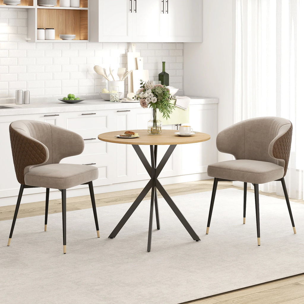 Litet Runt Matbord 2 Pers – Stål & Vit Ek Design