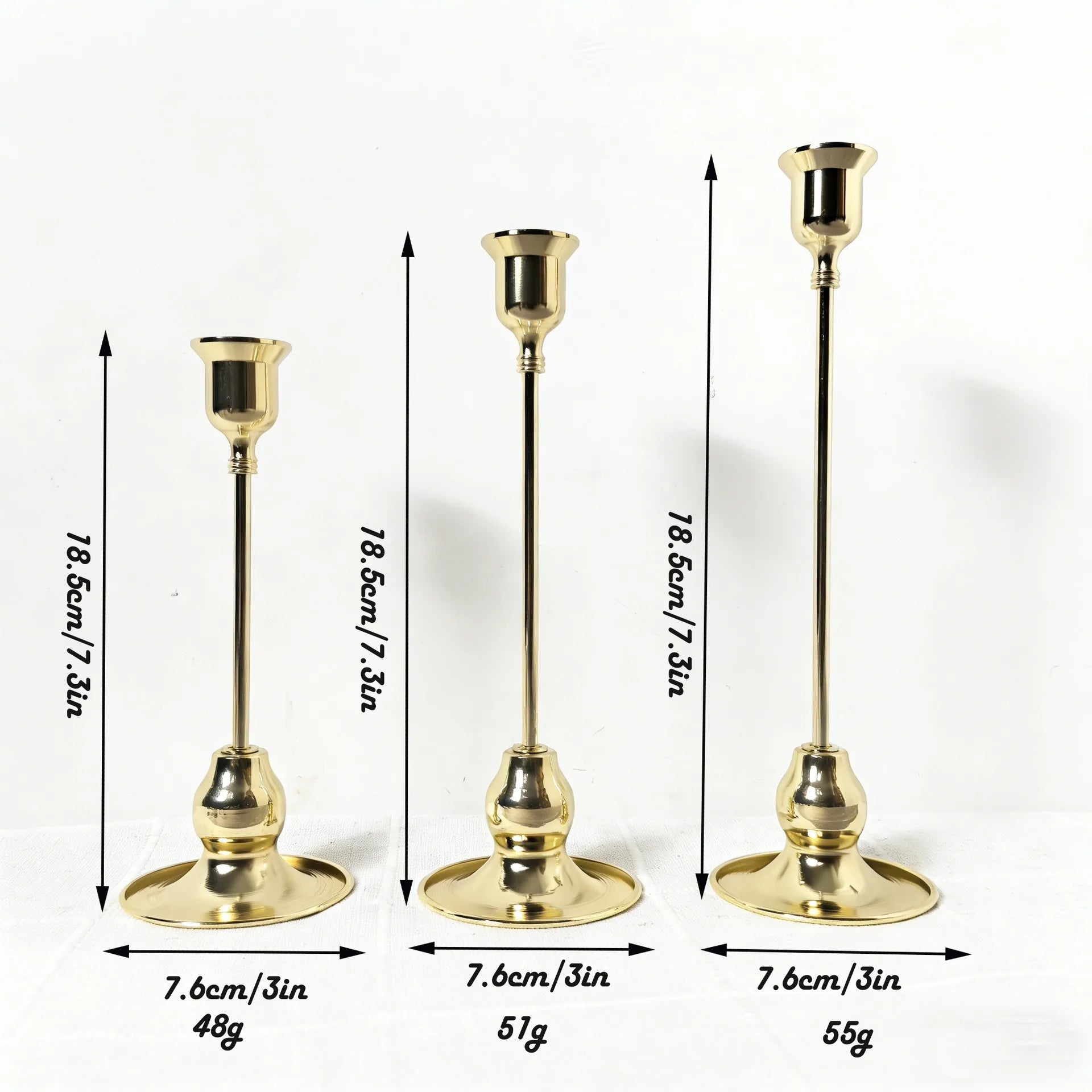 Vintage Metallljusstake Antihalk – Ø2-2,2 cm Bröllop & Middagsdekoration