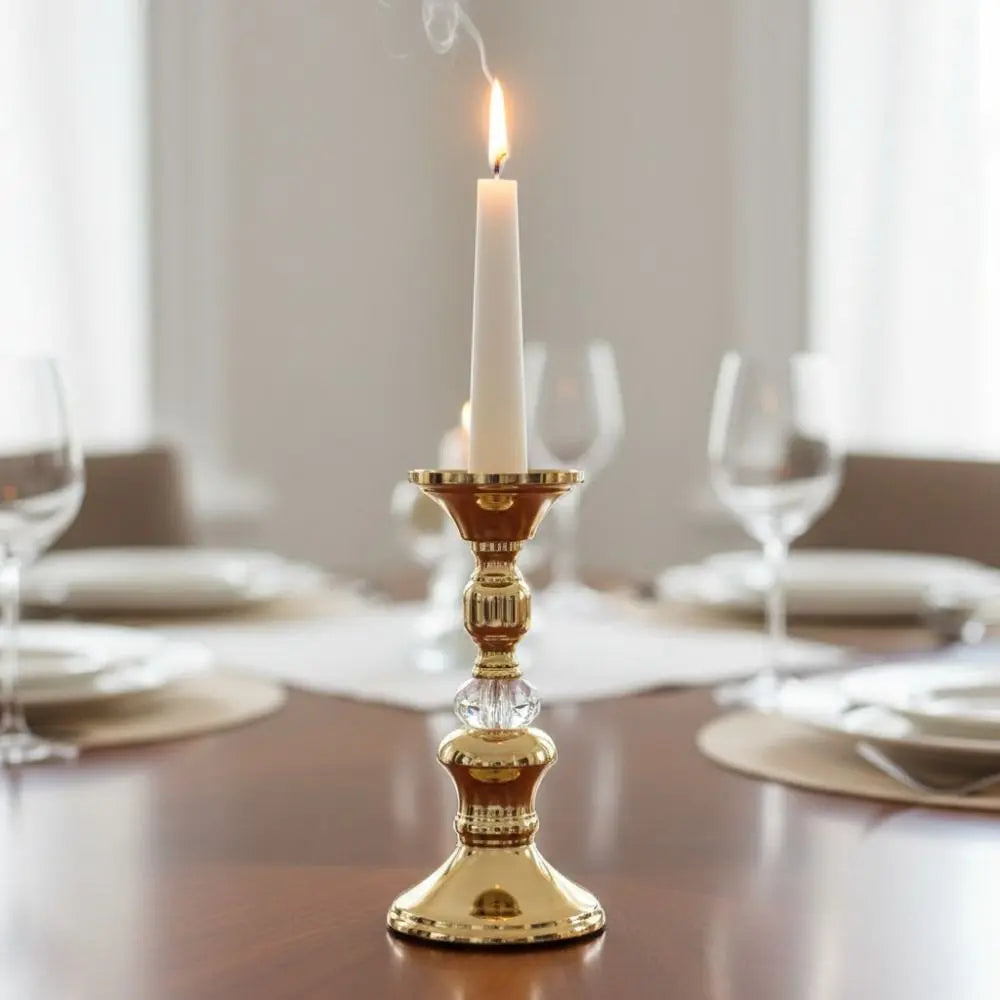 Europeisk Guld Pelare Ljusstake Vintage – Antislip Botten Olika Storlekar