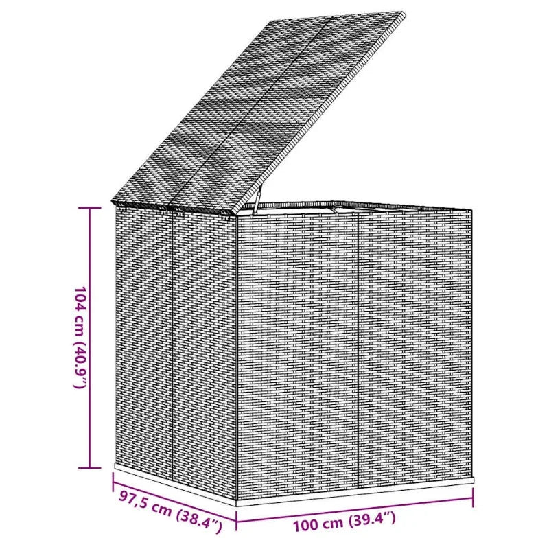 Utomhus Trädgårdskuddsbox 100×97,5×104 cm Rattan-look – Brun Patio & Balkong
