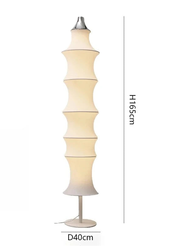 Wabi Sabi golvlampa i japansk stil – elegant LED-lampa med textilskärm för sovrum, vardagsrum och kontor