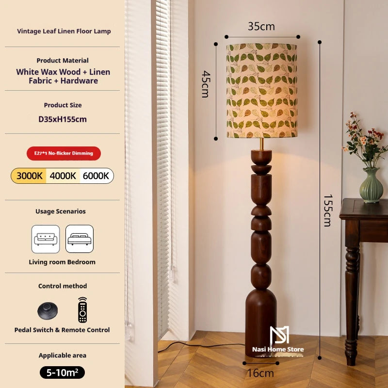 Retro LED Trä Golvlampa – Sovrum & Vardagsrum
