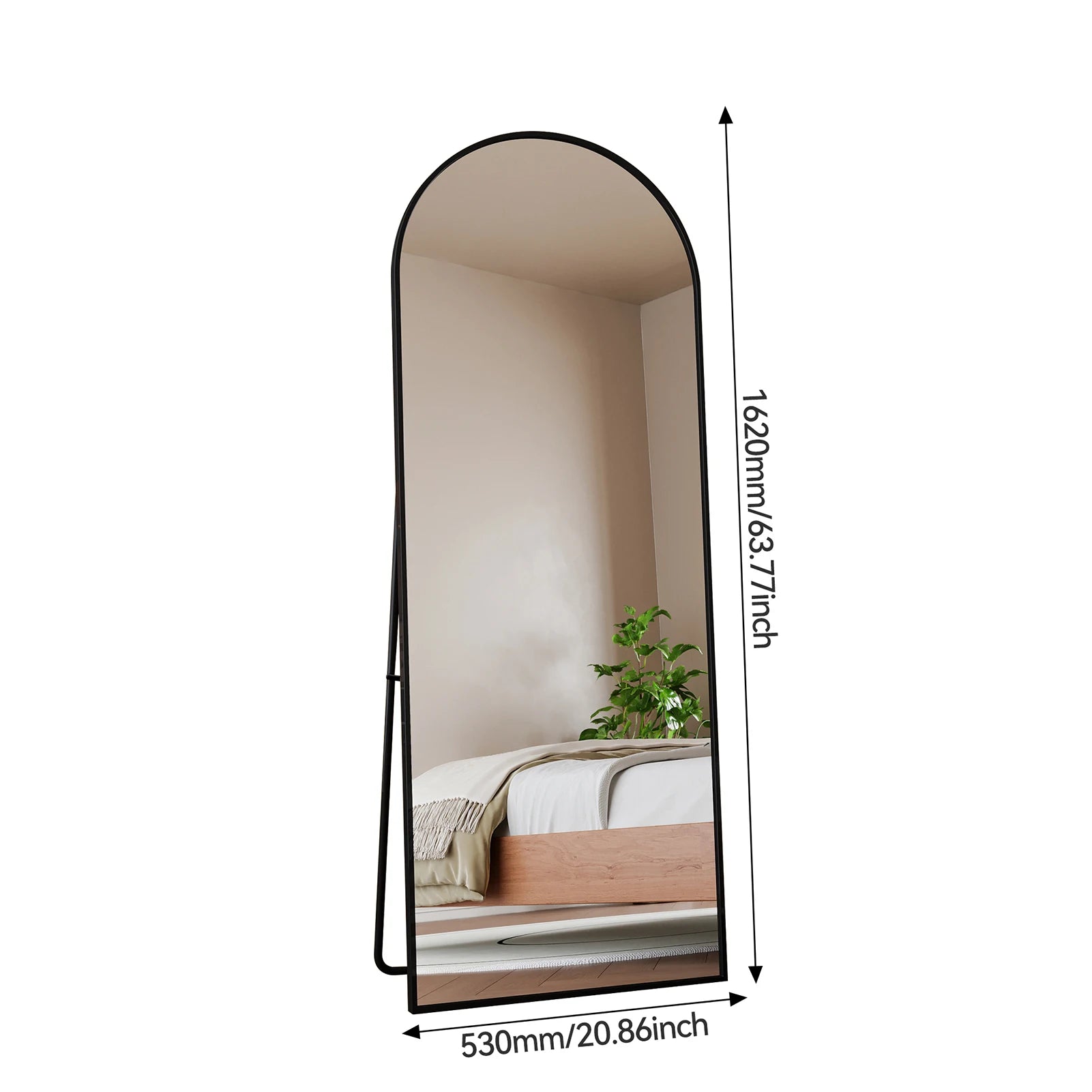 Comanlai Helkroppsspegel Böjd Svart Metallram 162×53 cm – Badrum & Sovrum