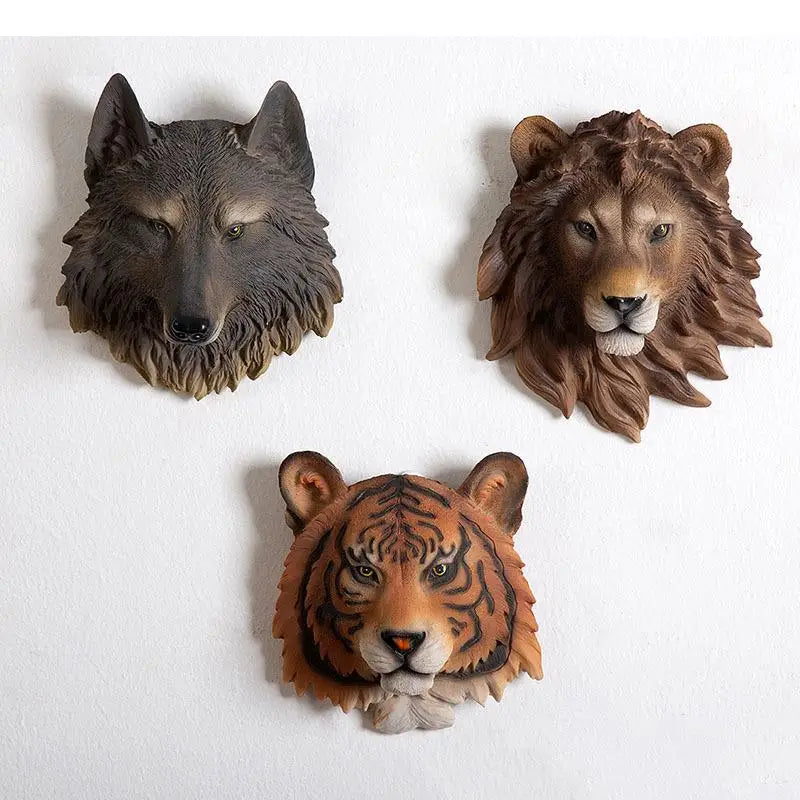 Lejon & Tiger Djurskulptur Väggdekor – Realistisk Beast Hantverk Vardagsrum