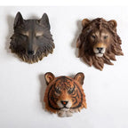 Lejon & Tiger Djurskulptur Väggdekor – Realistisk Beast Hantverk Vardagsrum