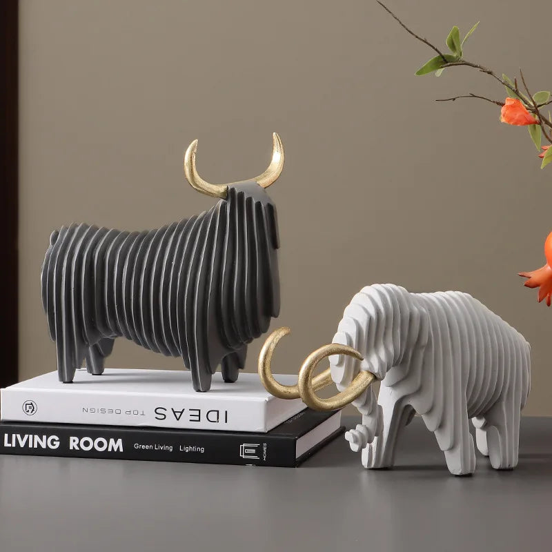 Kreativ Mammut Resin Skulptur – Abstrakt Randig Elefant Hemdekor