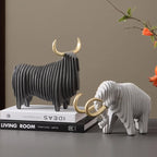 Kreativ Mammut Resin Skulptur – Abstrakt Randig Elefant Hemdekor