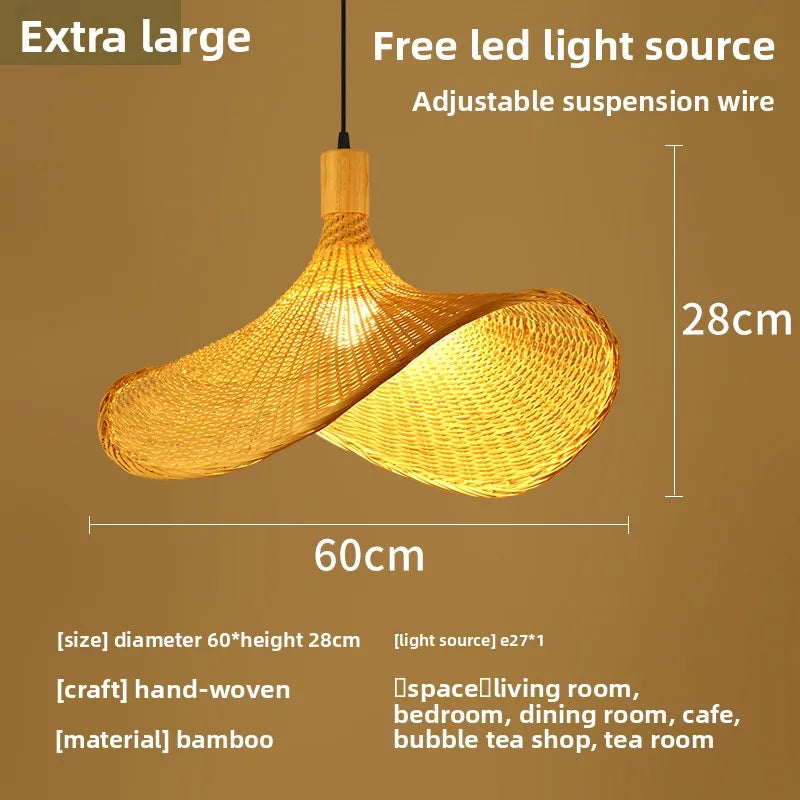 Japansk Wabi-Sabi Bambu Hänglampa – Rattan & Te-rum