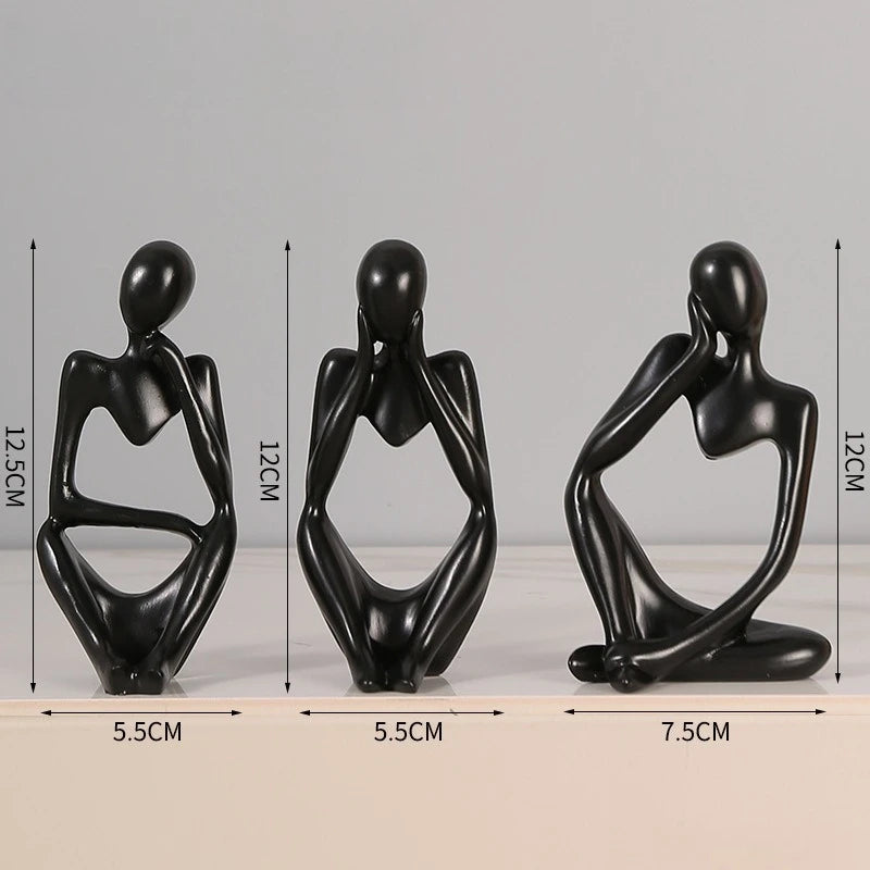 3-Pack Tänkarskulptur Abstrakt – Europeisk Minimalistisk Kontors & Bokhylldekor