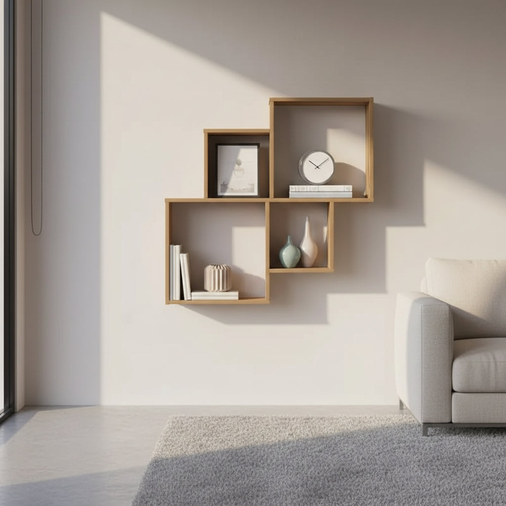 Kubisk Väggshylla Modulär – Modernt Öppet Hyllsystem MDF Flexibel Design