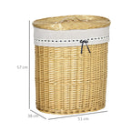Wickertvättkorg Naturlig Rattan – Avtagbar Innerpåse & Tätande Lock