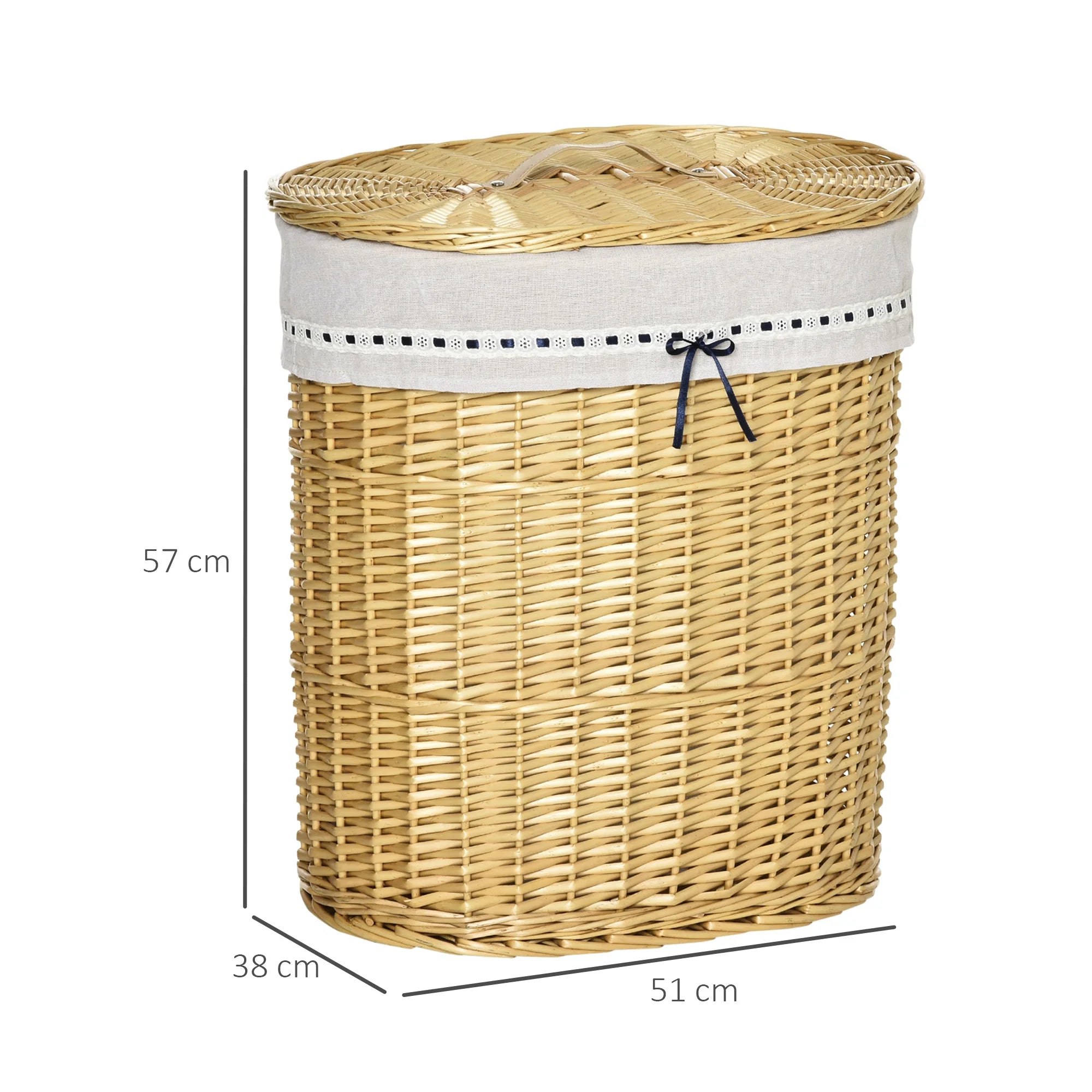 Wickertvättkorg Naturlig Rattan – Avtagbar Innerpåse & Tätande Lock