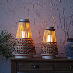 Kinesisk Träskylts Lykta Rushgräs – Wabi-Sabi Candle Holder Modellrum
