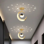 Kreativ Måne & Stjärnor LED Taklampa – Guld & Svart Loft