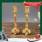2-Pack Guld & Silver Ljusstake Europeisk – Bröllop Metallantik Bordsdekor