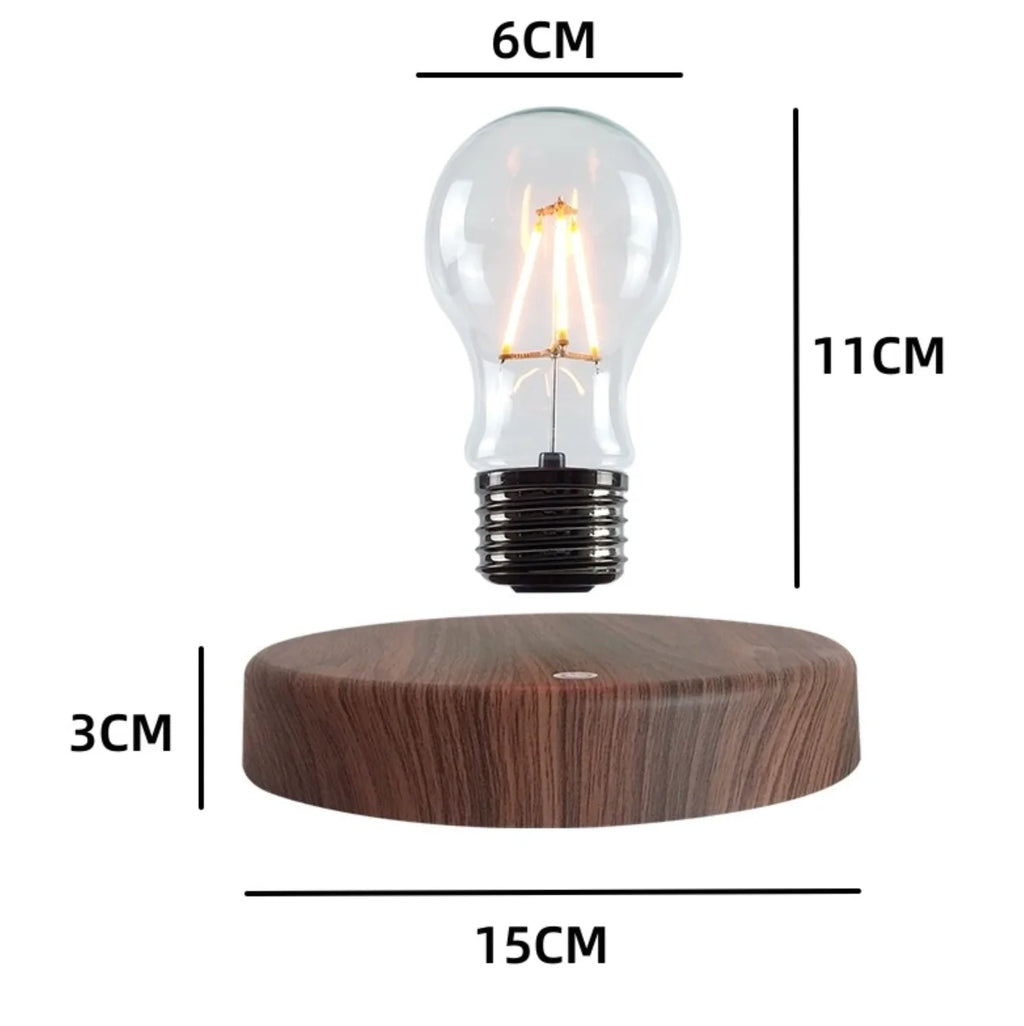 Magnetisk svävande LED-lampa i trä – kreativ bordslampa med flytande glödlampa och touchkontroll