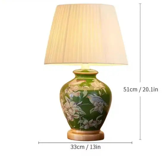 Nordisk Vintage Keramisk Bordslampa – Tyglampskärm