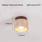 Cylindrisk Travertin Taklampa – Äkta Sten Downlight E27