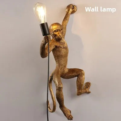Nordisk Apa Vägglampa Resin – Kreativ Djurlampsskylt Barnrum & Restaurant
