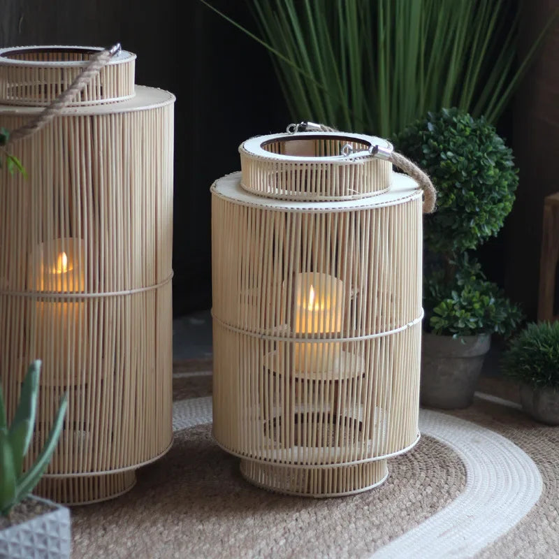 Japansk Retro Handvävd Vindlykta Ljusstake – Nordisk Hemdekor Hotell