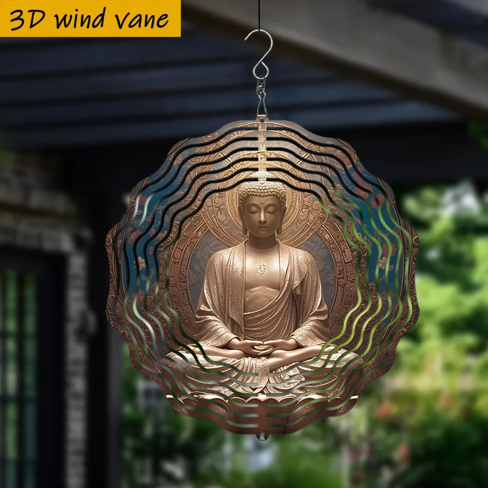 Buddha Staty Gyllene Lotussäte 25,5 cm – 360° Roterande Vindspelkrok
