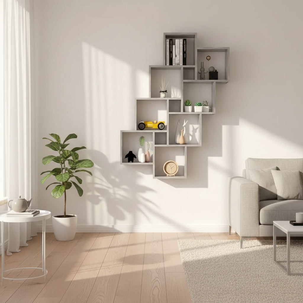 Kubisk Väggshylla Modern Öppen – Trä Elegant Böcker, Dekor & Samlarobjekt