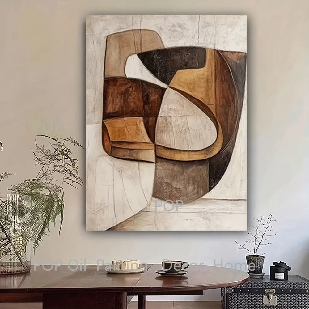 Mhemyo Handgjord Abstrakt Oljemålning – Realistisk Texturerad Modern Hemdekor