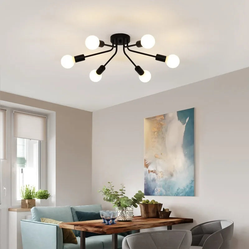Modern Spindel Takkrona LED – Svart & Guld Nordisk