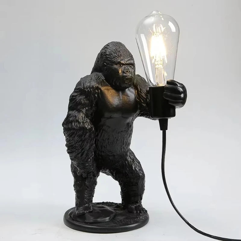 Gorilla Golvlampa Resin – Kreativ Djurdekorationslampa