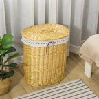 Wickertvättkorg Naturlig Rattan – Avtagbar Innerpåse & Tätande Lock