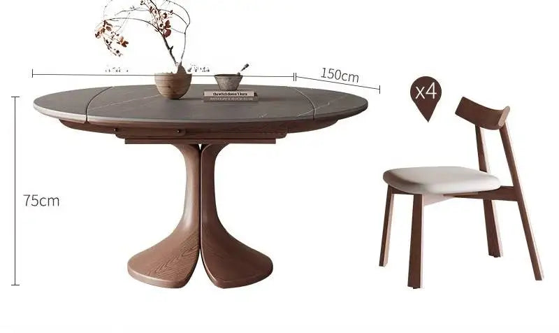 Utdragbart Matbord Nordisk – Ek, Marmor & Trä