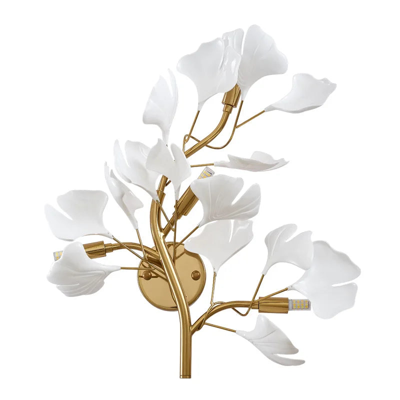 Lyxig Akryl Ginkgoblad Vägglampa – Nordisk LED Vardagsrum Bakgrundsvägg & Hall